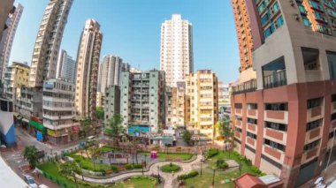 Kowloon, Hong Kong, zaman atlamalı 4 k Yau Ma tei bölgede inşaat Timelapse video