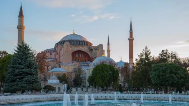 Sonnenaufgang Mit Blick Auf Die Hagia Sophia Istanbul Türkei — Stockvideo