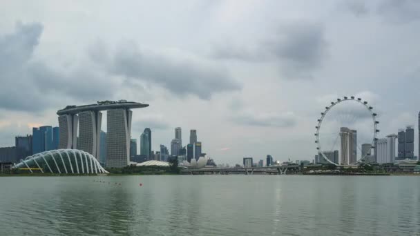 Singapore Skyline Giorno Notte Vista Lapse Marina Sbarramento — Video Stock