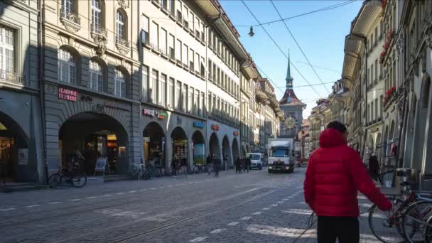 Berna Svizzera Ottobre 2019 Città Vecchia Berna Con Folla Turisti — Video Stock