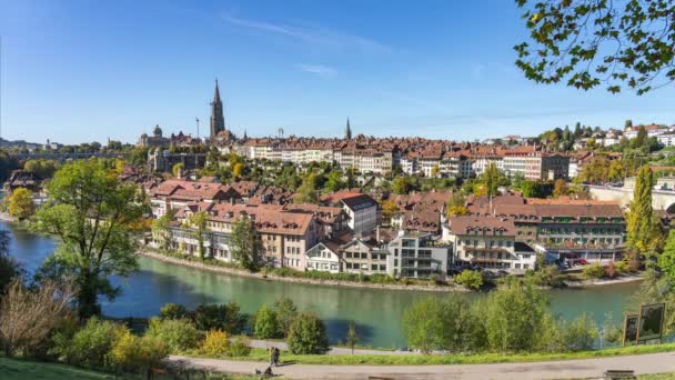 Bern Oude Stad Met Uitzicht Bern Stad Skyline Zwitserland Time — Stockvideo