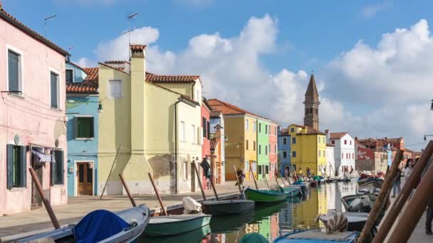 Die Insel Burano Der Venezianischen Lagune Bei Venedig Italien Zeitraffer — Stockvideo