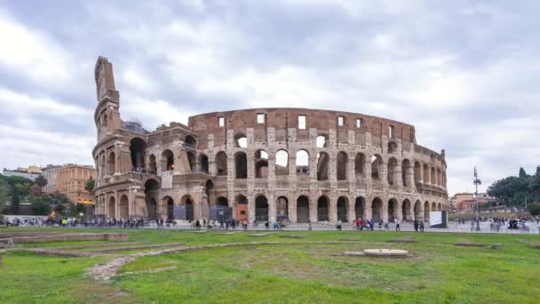 Colosseum Met Rome Skyline Rome Stad Italië Time Lapse — Stockvideo