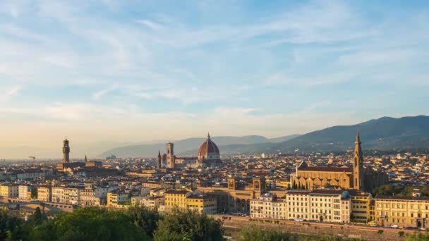 Floransa Şehrinin Günbatımı Manzarası Floransa Yükselişte Talya Zaman Aşımı — Stok video
