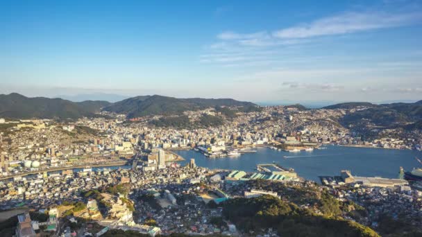 Översikt Över Nagasaki City Skyline Japan — Stockvideo