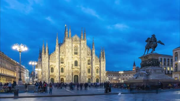 Piazza Del Duomo Mediolanie Nocy Włochy — Wideo stockowe