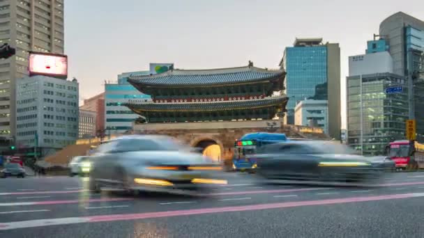 Namdaemun Kapu Időzítése Éjszaka Szöulban Koreában — Stock videók