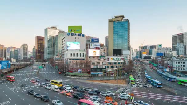 Seul Korea Południowa Grudnia 2017 Timelapse Seoul Cityscape Car Traffic — Wideo stockowe