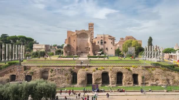 イタリア ローマのローマ フォーラムでのタイムラプス — ストック動画