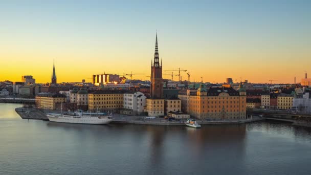 Tiempo Transcurre Estocolmo Con Vistas Casco Antiguo Gamla Stan Suecia — Vídeos de Stock