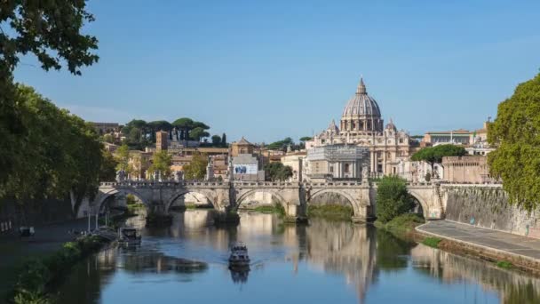 Roma Talya Daki Tiber Nehri Manzaralı Vatikan Şehir Devleti — Stok video