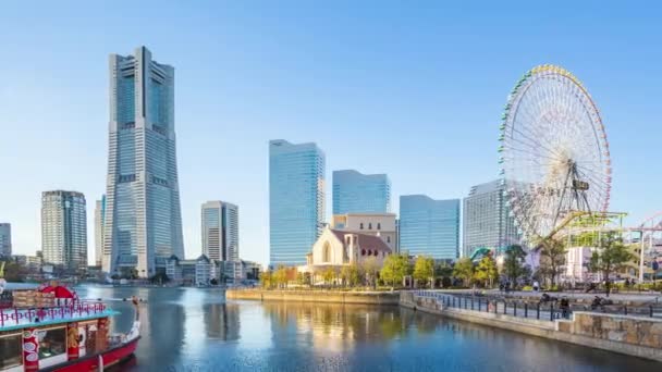 Ciudad Yokohama Con Edificios Emblemáticos Japón — Vídeos de Stock