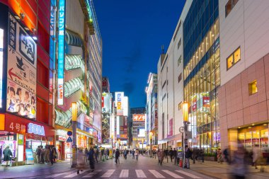 Akihabara 'da Gece Tokyo' da Elektrik Kasabası, Japonya