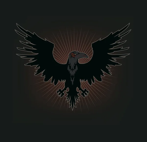 Vector illustration of the raven silhouette — Stock Vector