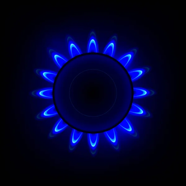 Flamme de gaz avec réflexion bleue. Fond vectoriel — Image vectorielle