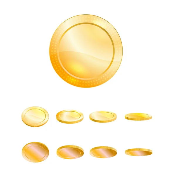Gyllene mynt ställa vektorillustration — Stock vektor