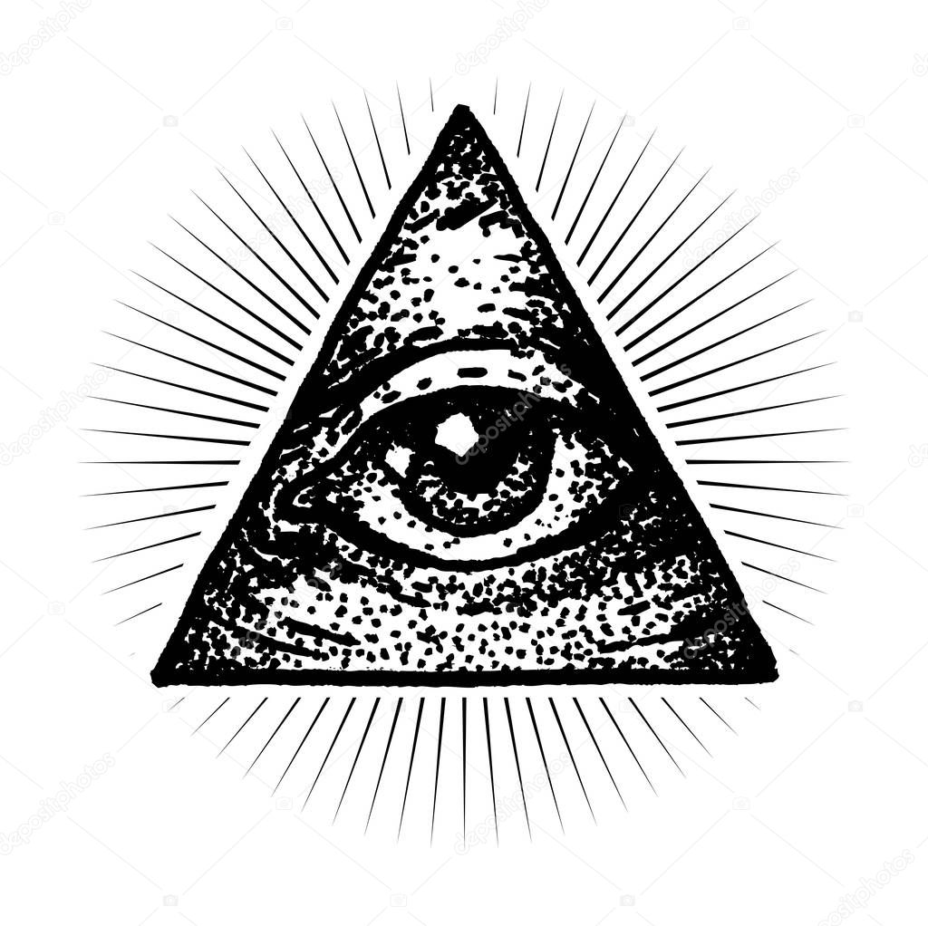 Masonic Eye Doodle Dot work Style Illustration