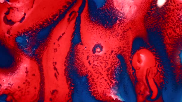 Full HD. Contexte abstrait. Encre liquide deux couleurs mélange rouge et bleu — Video