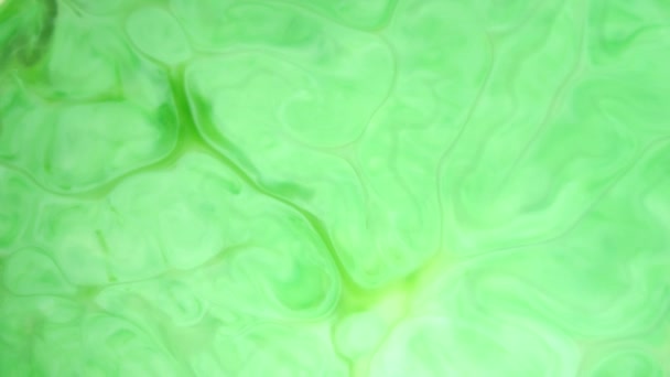 4K beelden. Inkt in het water. Groene inkt reageert in water en creëert een abstracte achtergrond. — Stockvideo