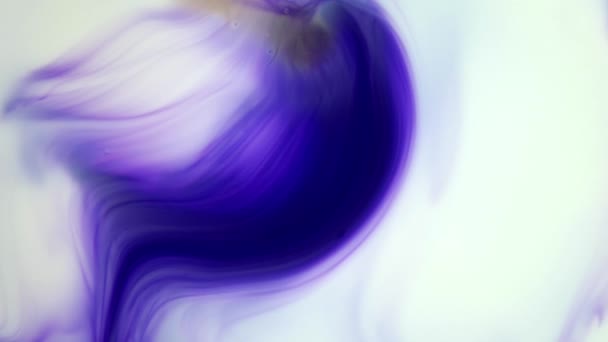 Ink in water. Violet ink reacting in water creating abstract background. — Stock Video