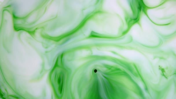 Imagens 4K. Tinta na água. Tinta verde reagindo na água criando fundo abstrato . — Vídeo de Stock