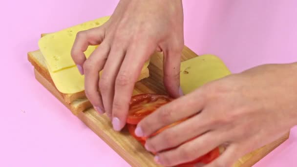 Jak zrobić sandwith samouczek, zbliżenie — Wideo stockowe