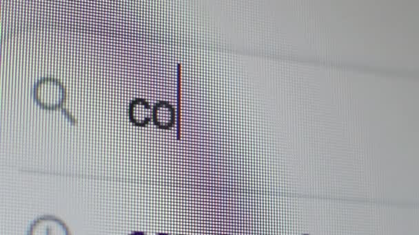 Caixa de texto Covid 19 stat search bar extreme close-up typing. Macro — Vídeo de Stock