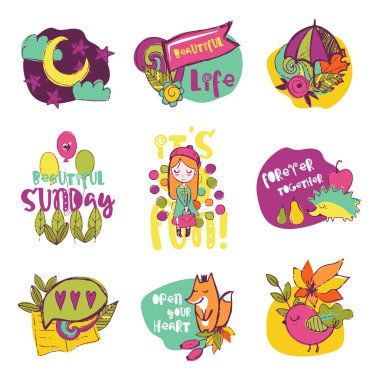 Sonbahar izole vektör öğeleri koleksiyonu