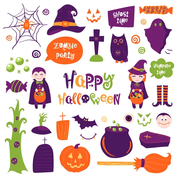 Collection d'éléments isolés vectoriels Halloween — Image vectorielle