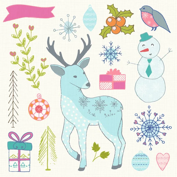 Winter hand drawn elements collection — Stock Vector