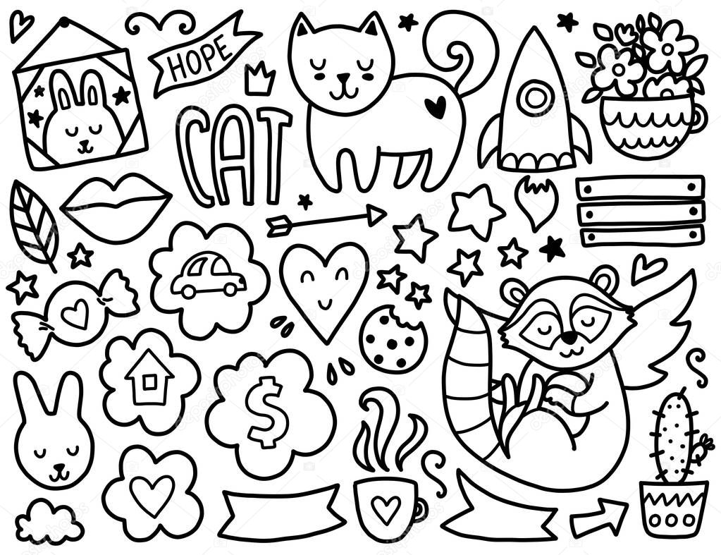 Doodles cute elements. — Stock Vector © Qilli #136853386