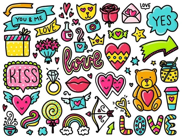 Doodles mignons éléments de valentines — Image vectorielle