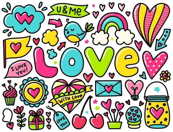 Doodles schattig valentines elementen — Stockvector