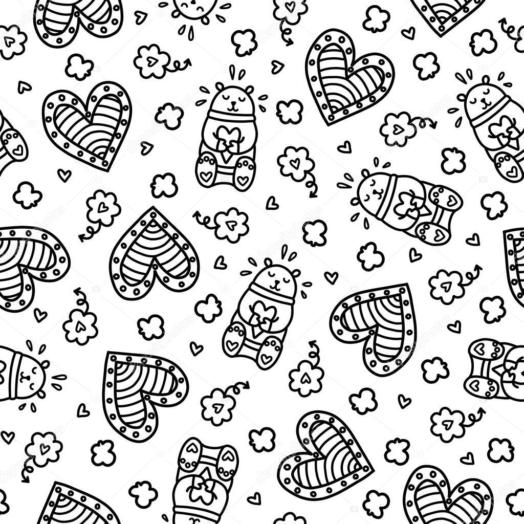 Doodles cute seamless pattern.