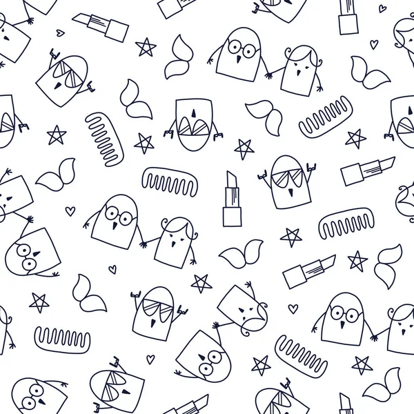 Doodles cute seamless pattern — Stock Vector