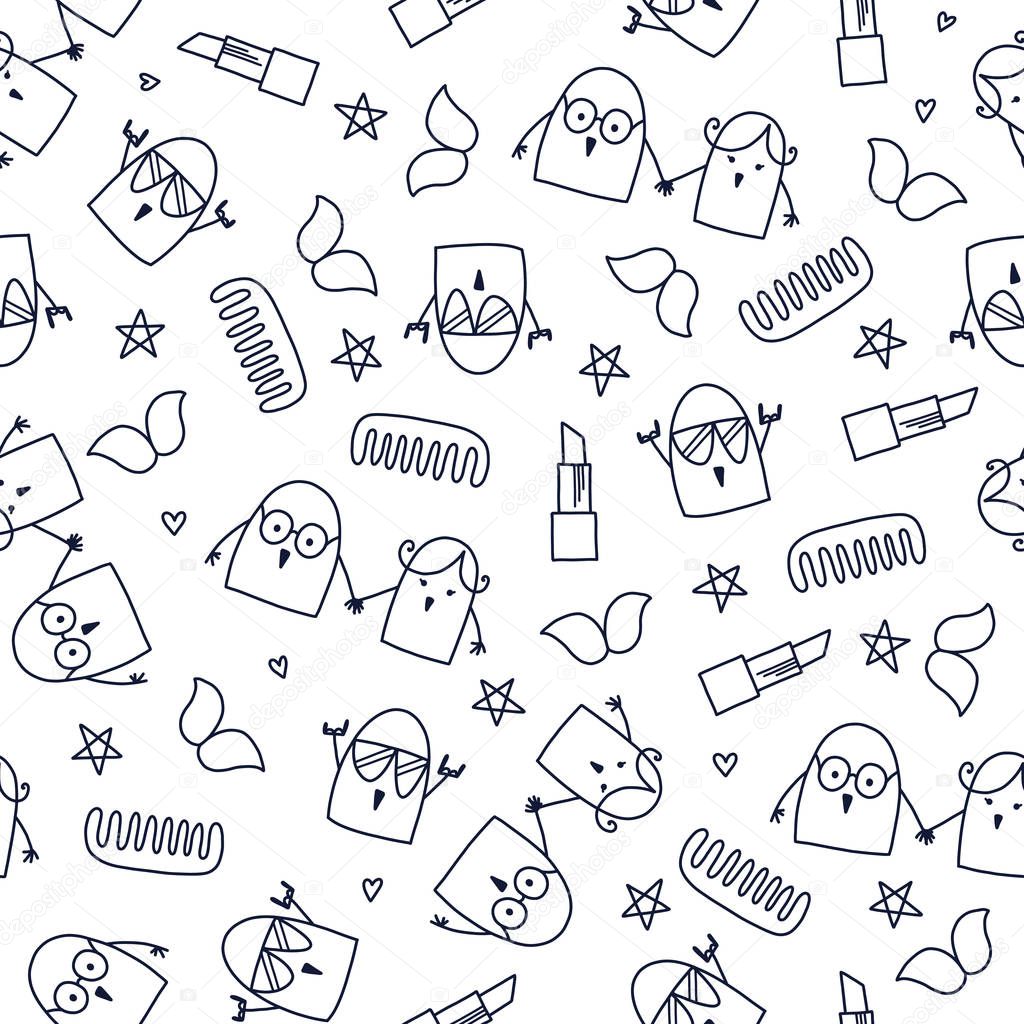 Doodles cute seamless pattern