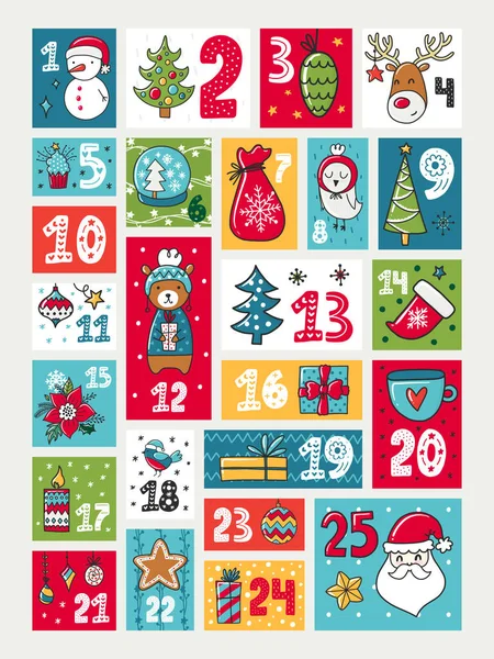 Advent vector calendar — Stock Vector