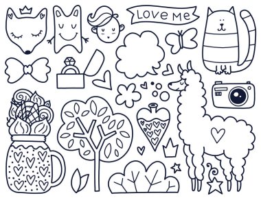 Vektör siyah doodles