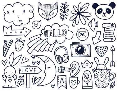 Vektör siyah doodles