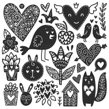 Romantik Doodles öğeleri