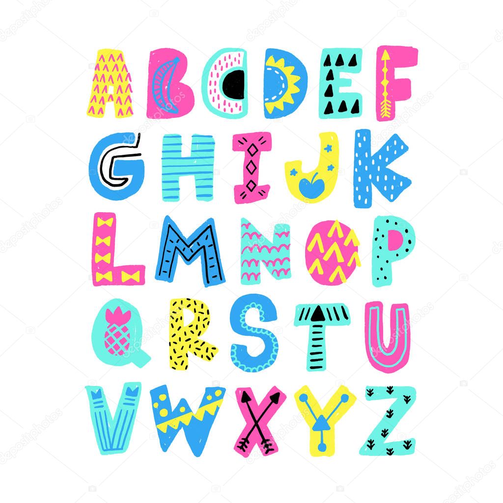 Vector summer alphabet