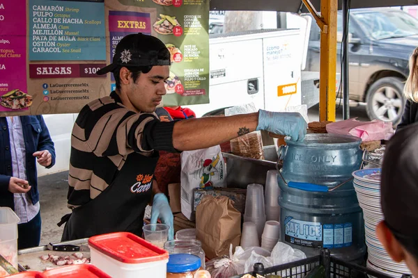 Carro Tacos Callejeros Mundialmente Famoso Ensenada Guerrerense —  Fotos de Stock