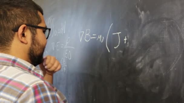 Two Scientist Colleagues Revising Equations — Stock Video