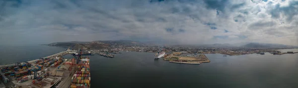 Vista Panorámica Aérea Del Puerto Ensenada Las Terminales Carga Cruceros Fotos De Stock