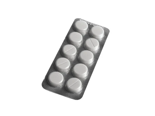 Blister pack of pills on white background — Stock Photo, Image