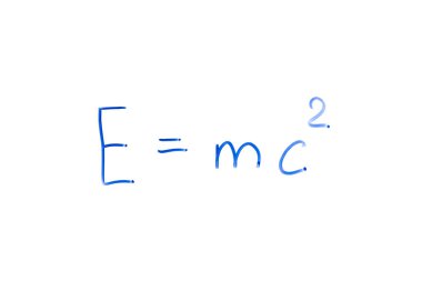 E mc2 beyaz tahta üzerinde