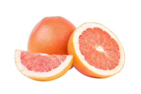 Grapefruit citrusvruchten met half geïsoleerd met uitknippad Stockfoto