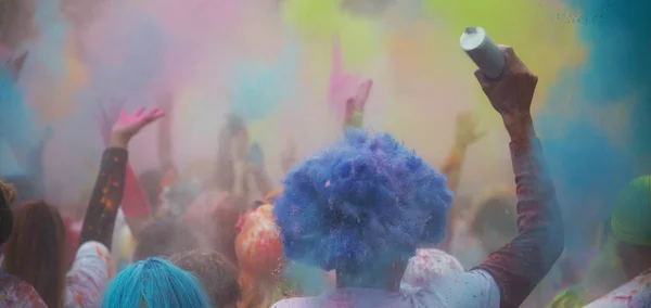 Marathon Running Race People Covered Colored Powder — Stock Photo, Image