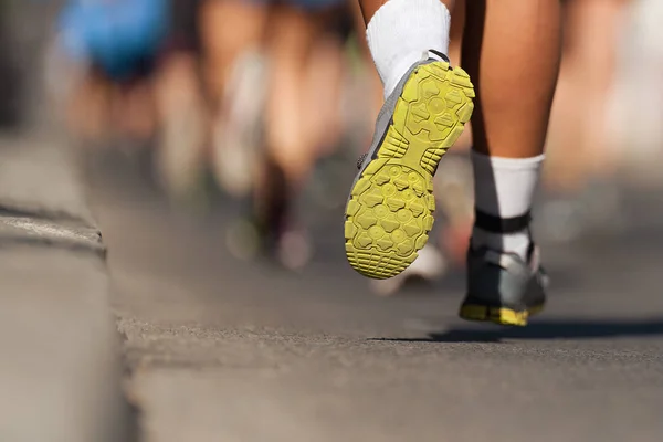 Marathon Running Race People Feet City Road — Stock Photo, Image