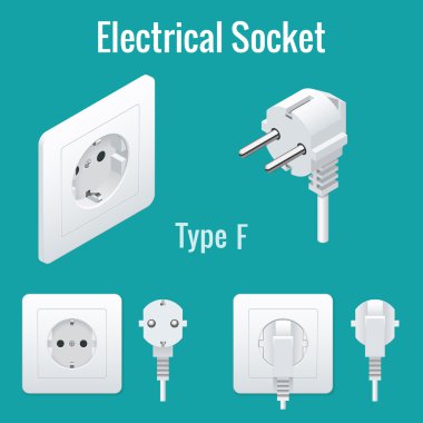 İzometrik anahtarları ve yuva ayarlayın. F. gerçekçi vektör çizim yazın.